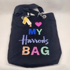 Harrods Tote Bag Womens OS Black Sequin I Heart My Harrods Bag London Kidcore